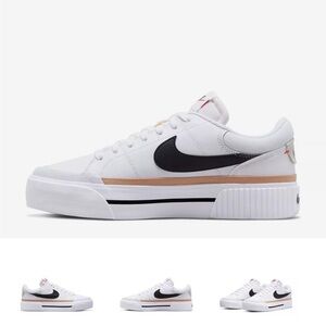 Nike White and Black Court Sneakers